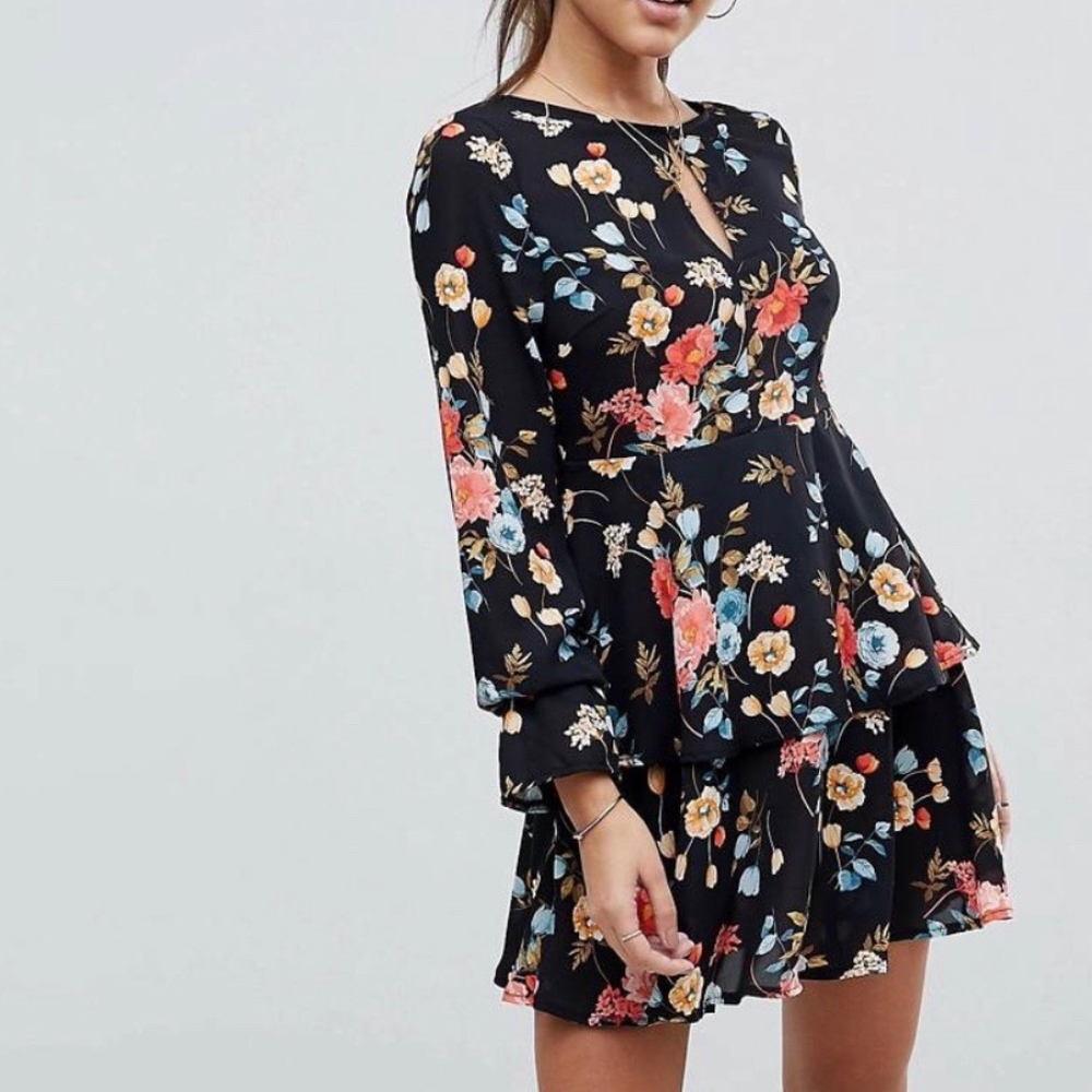 ASOS PrettyLittleThing Floral Print Skater Dress